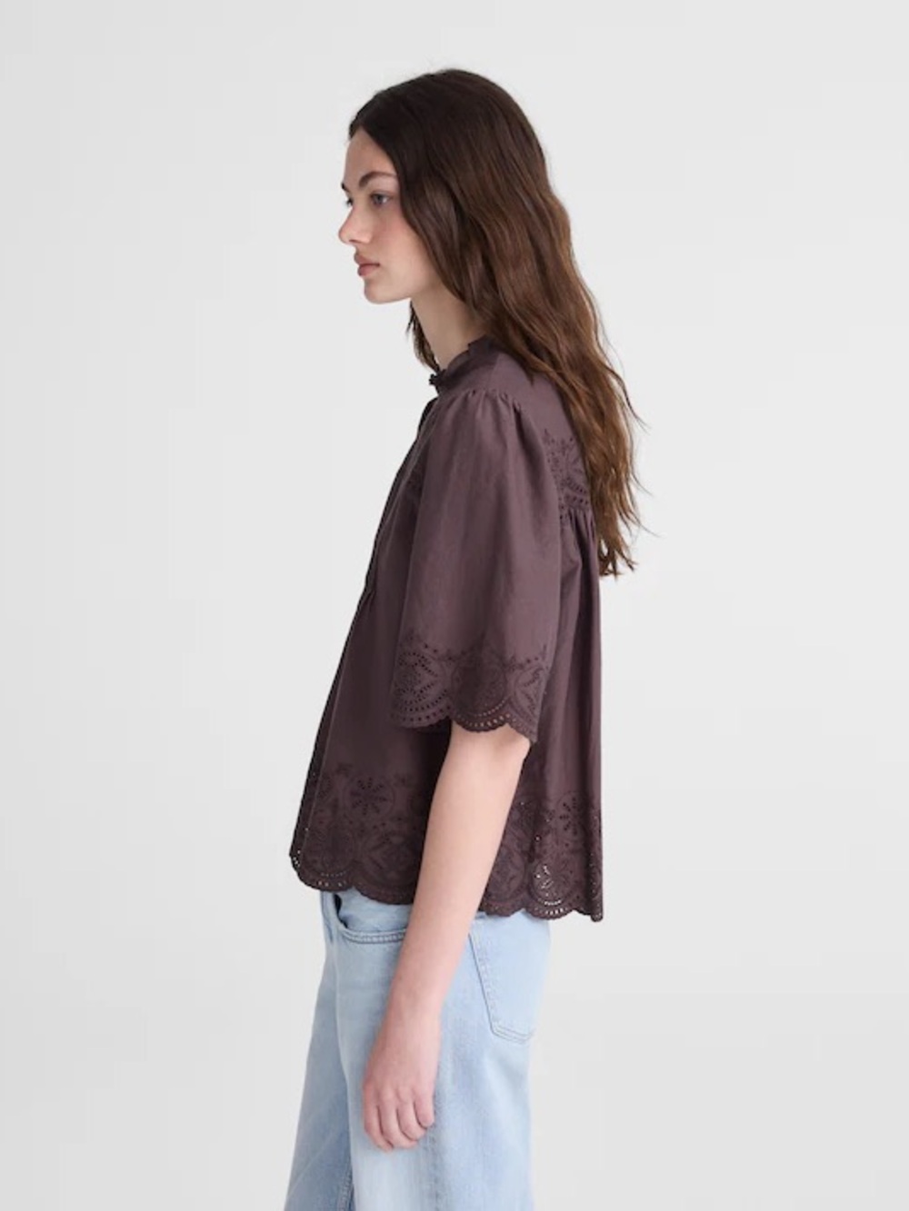 NWT madewell Embroidered Pintuck High-Neck Top - Picture 3 of 6